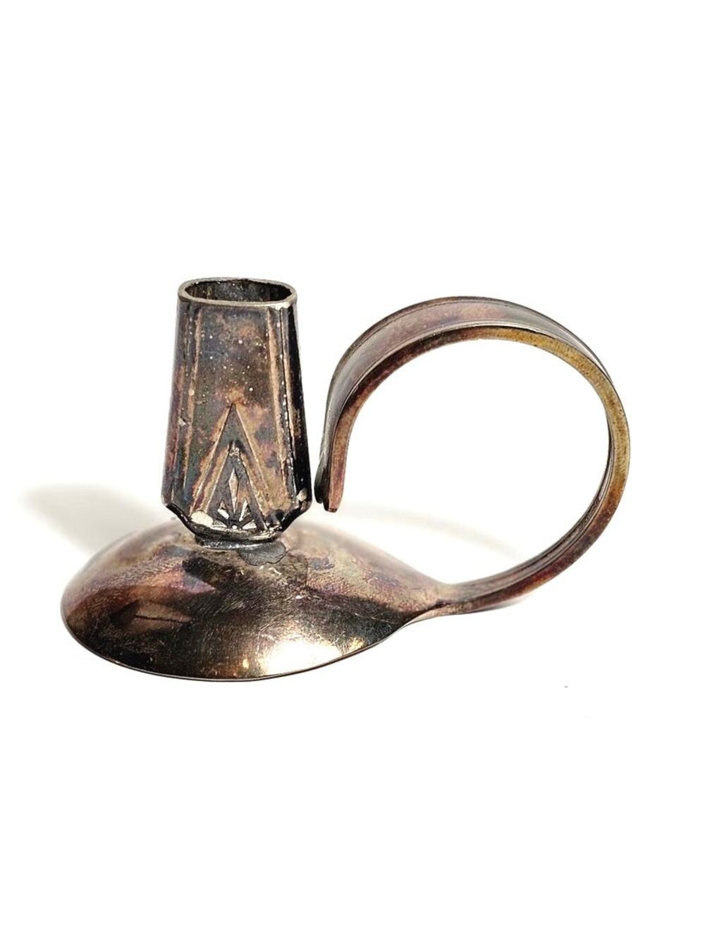 Rare Handmade Vintage Spoon Candle Holder - Antique Bud Vase Silverplate 1930s